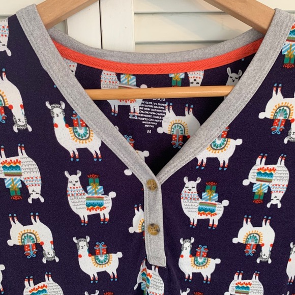 Cuddl Duds Henley Pajama 2 Piece Set Llama Gifts Womens M Joggers Pockets Purple - Picture 5 of 13